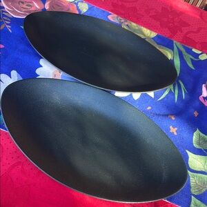 Set of Two Vintage Revol French Black Oval Plates 13.5” Restaurants ware